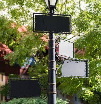 Blank mock ups design on lantern pole outdoors